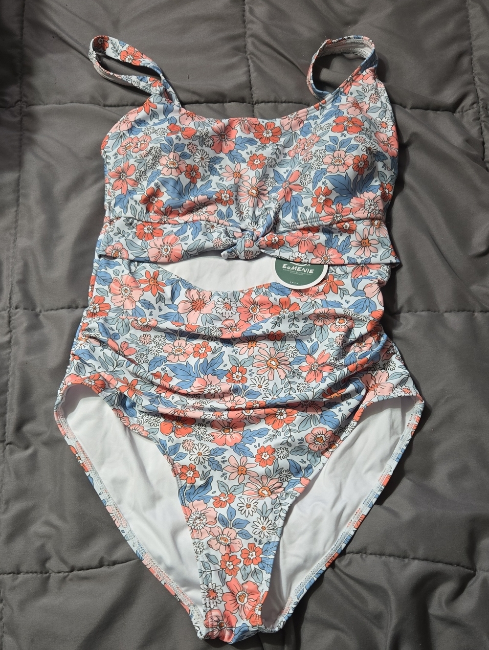 Womens Size M Nwt Eomenie Floral One-Piece Swimsuit in Coral & Blue